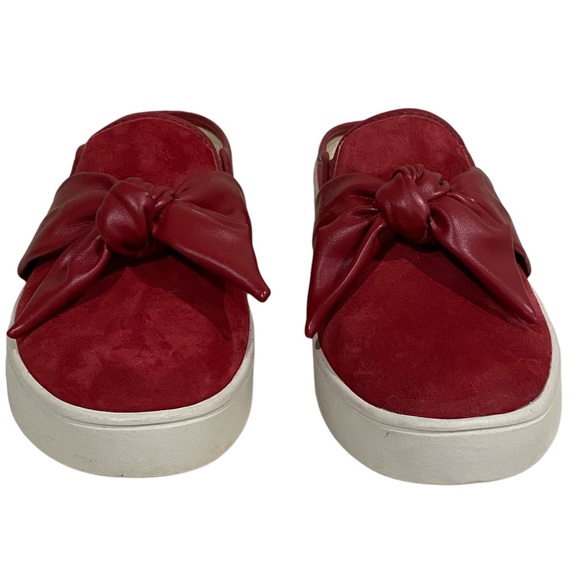 Spenco Barbados Orthotic Red Suede Bow Leather Slip-On Slide Mule Size 9B - Picture 3 of 14